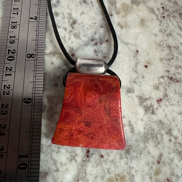 Silpada Sponge Coral Necklace Sterling Bead Black Leather Necklace 925 - Picture 4 of 6